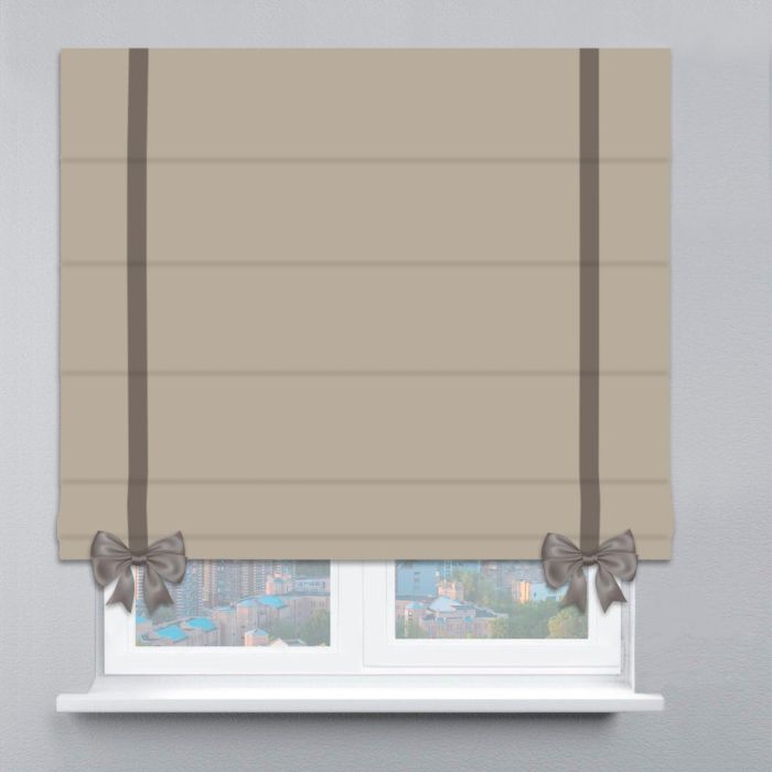 Римська штора Велюр з ланцюжковим карнизом з кантами та бантами горіховий