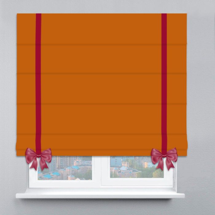 Римська штора Велюр з ланцюжковим карнизом з кантами та бантами помаранчевий