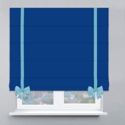 Римська штора Велюр з ланцюжковим карнизом з кантами та бантами синій