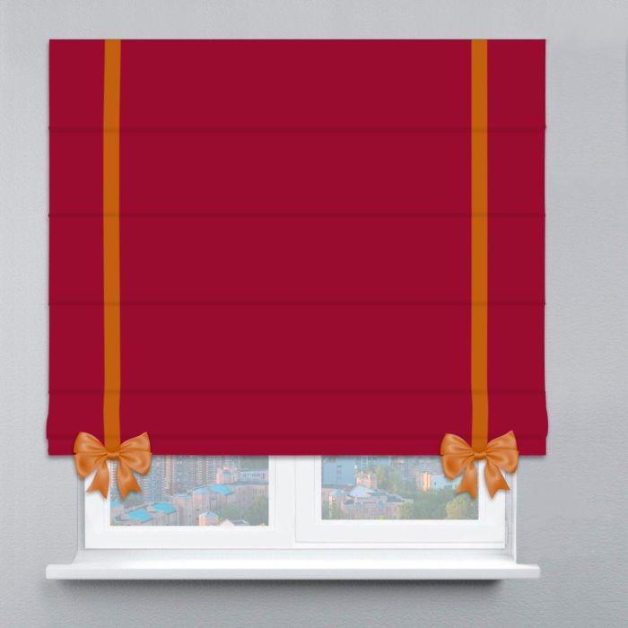 Римська штора Велюр з кантами та бантами червоний
