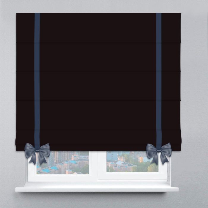 Римська штора Велюр з кантами та бантами чорний