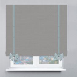 Римська штора Льон з кантами та бантами сірий