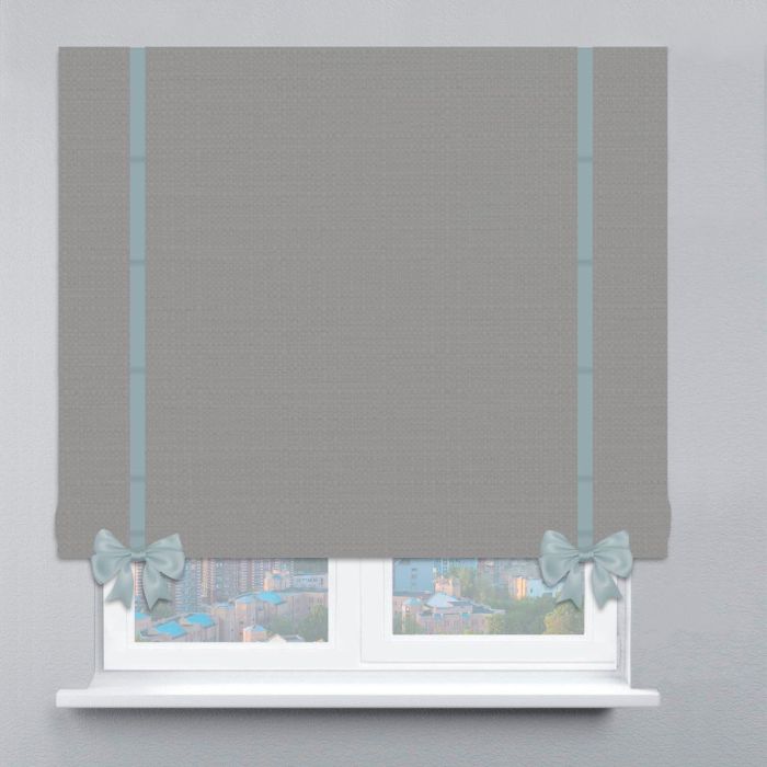 Римська штора Льон з ланцюжковим карнизом з кантами та бантами сірий