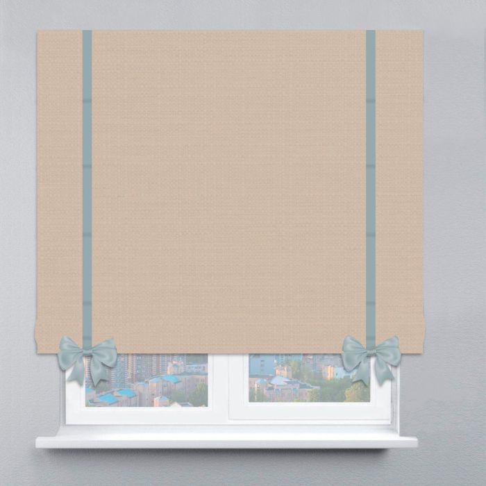 Римська штора Льон з кантами та бантами бежевий