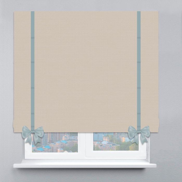 Римська штора Рогожка Дімаут з ланцюжковим карнизом з кантами та бантами бежевий