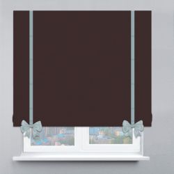 Римська штора Рогожка Дімаут з кантами та бантами шоколадний