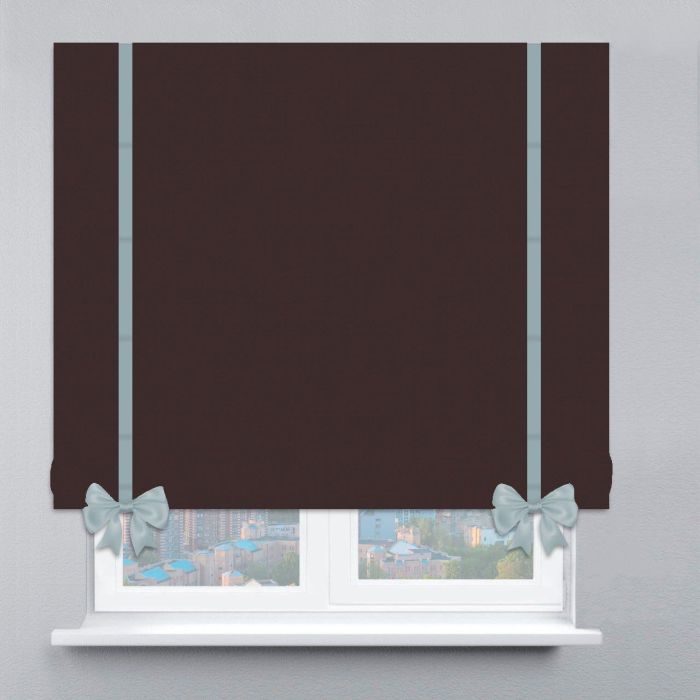 Римська штора Рогожка Дімаут з кантами та бантами шоколадний