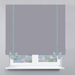 Римська штора Рогожка Дімаут з ланцюжковим карнизом з кантами та бантами стальний