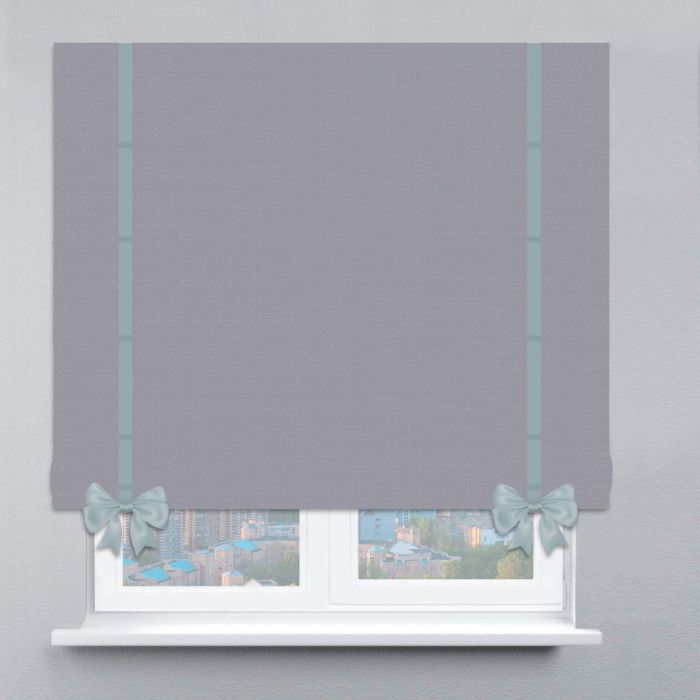 Римська штора Рогожка Дімаут з ланцюжковим карнизом з кантами та бантами стальний