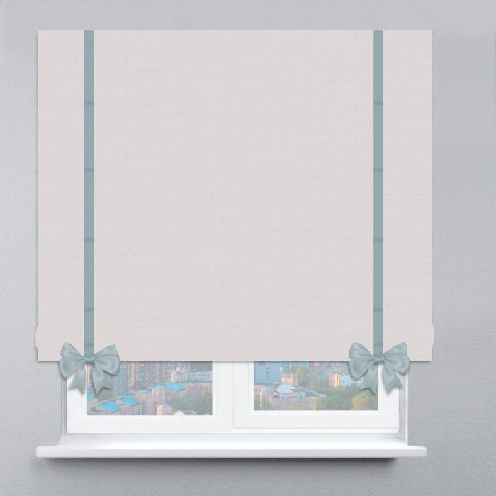 Римська штора Рогожка Premium з кантами та бантами молочний