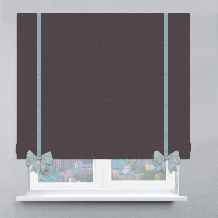 Римська штора Рогожка Premium з ланцюжковим карнизом з кантами та бантами графітовий