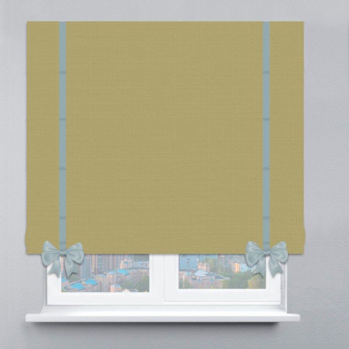 Римська штора Рогожка Premium з ланцюжковим карнизом з кантами та бантами салатовий