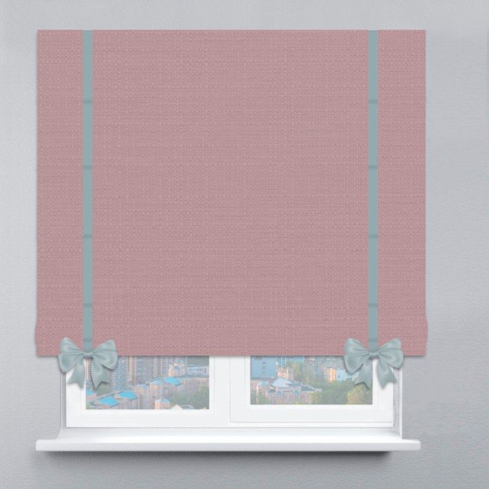 Римська штора Рогожка Premium з кантами та бантами пудровий