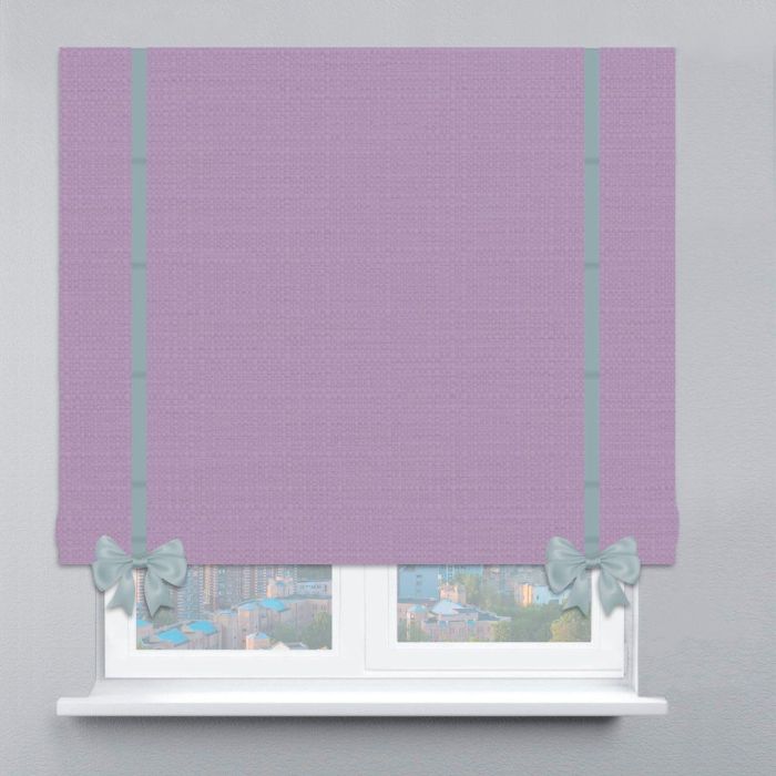 Римська штора Рогожка Premium з кантами та бантами бузковий