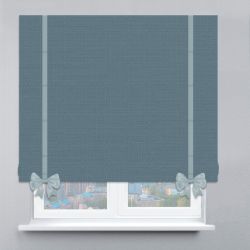 Римська штора Рогожка Premium з кантами та бантами морський