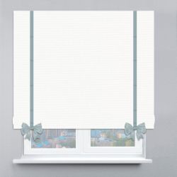 Римська штора Рогожка Premium з кантами та бантами білий