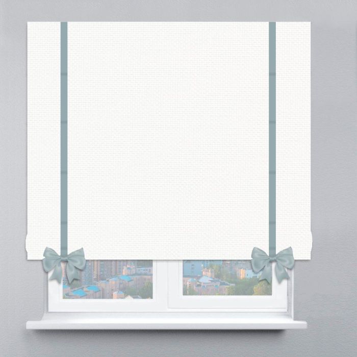 Римська штора Рогожка Premium з ланцюжковим карнизом з кантами та бантами білий