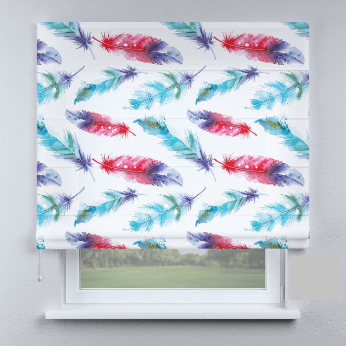 Римська штора з ланцюжковим карнизом сині пір'я