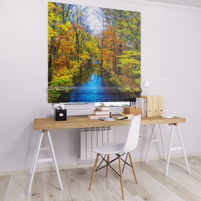 Римська штора з фотодруком річка восени