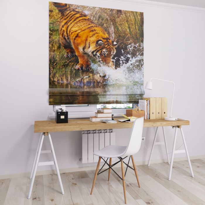 Римська штора з ланцюжковим карнизом тигр