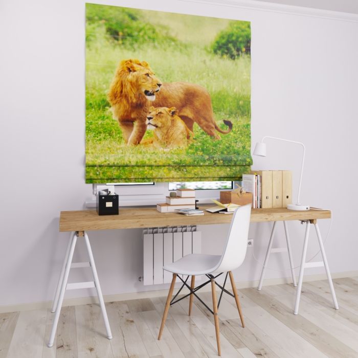 Римська штора з фотодруком леви