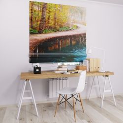 Римська штора з ланцюжковим карнизом міст з водою