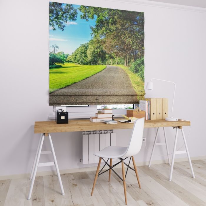 Римська штора з фотодруком дорога в лісі