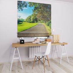 Римська штора з ланцюжковим карнизом дорога в лісі