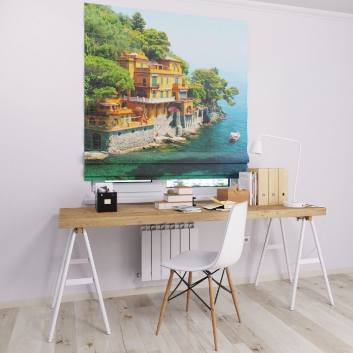 Римська штора з ланцюжковим карнизом дім на березі