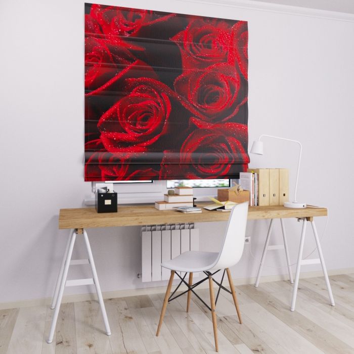 Римська штора з фотодруком червоні троянди
