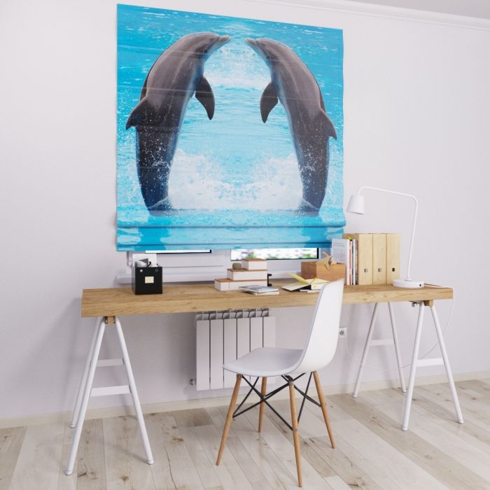 Римська штора з ланцюжковим карнизом дельфіни