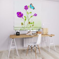 Римська штора з фотодруком квіти з метеликом