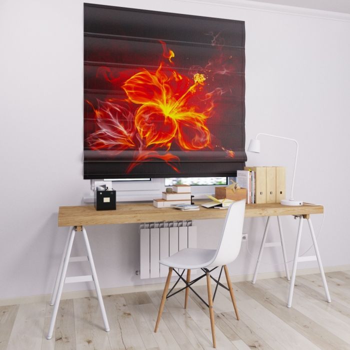 Римська штора з ланцюжковим карнизом вогняна квітка