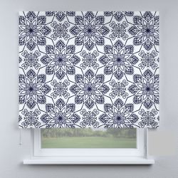 Римська штора з ланцюжковим карнизом сині ромби