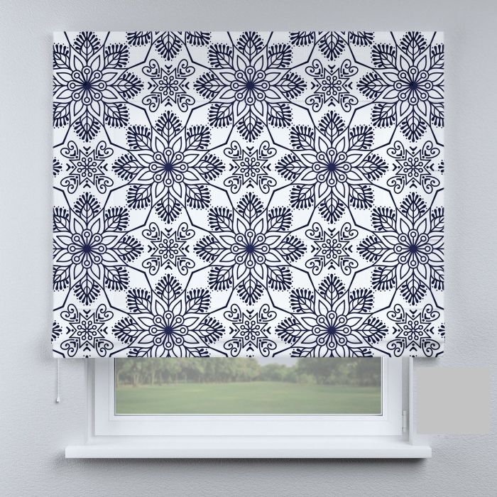 Римська штора з ланцюжковим карнизом сині ромби