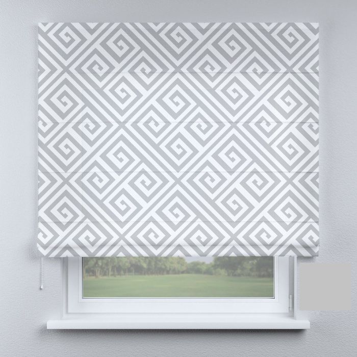 Римська штора з ланцюжковим карнизом візерунки сірі