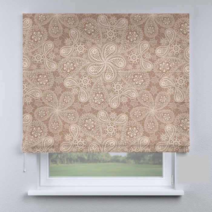 Римська штора з ланцюжковим карнизом сніжинки коричневі