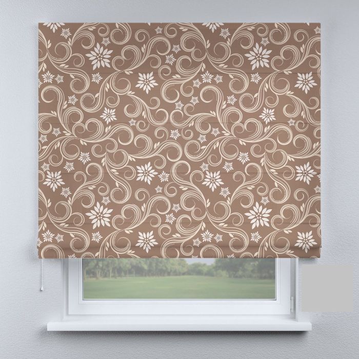 Римська штора DECOLIV вензеля коричневые с цветами
