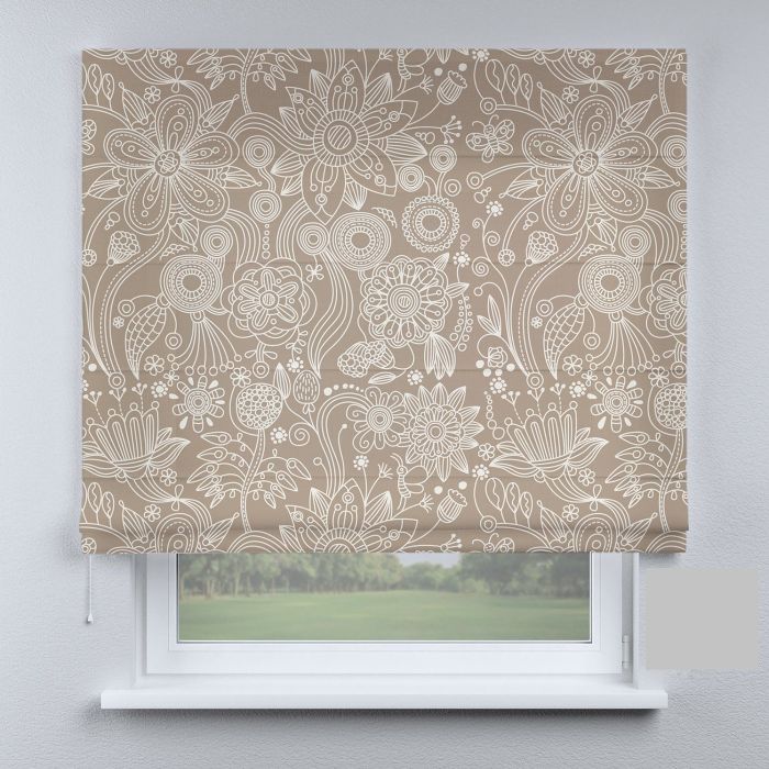 Римська штора з фотодруком вензеля з кругами коричневі