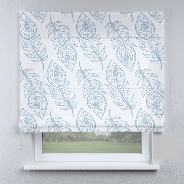 Римська штора з ланцюжковим карнизом перо велике блакитне