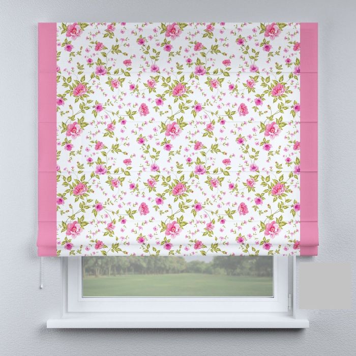 Римська штора з фотодруком рожевим кантом