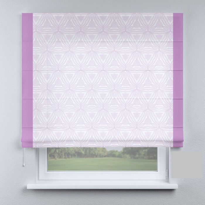 Римська штора з ланцюжковим карнизом канти світло-фіолетові