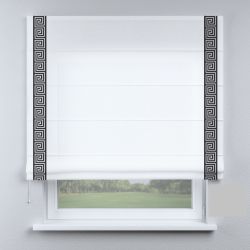Римська штора з фотодруком білі з чорними кантами