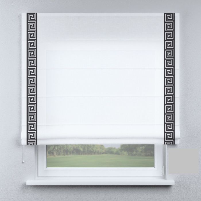 Римська штора з ланцюжковим карнизом білі з чорними кантами