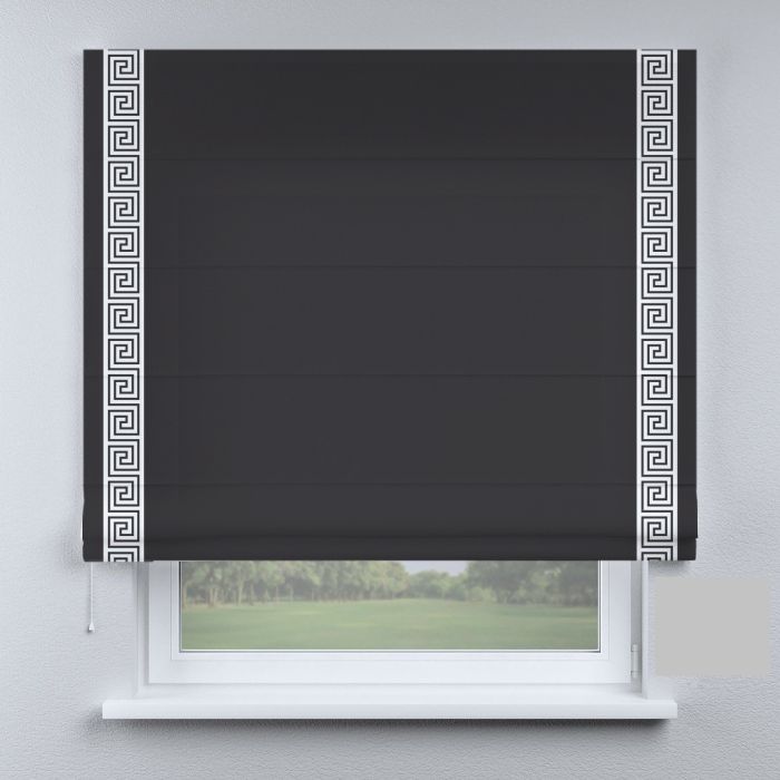 Римська штора з фотодруком чорні з білими кантами