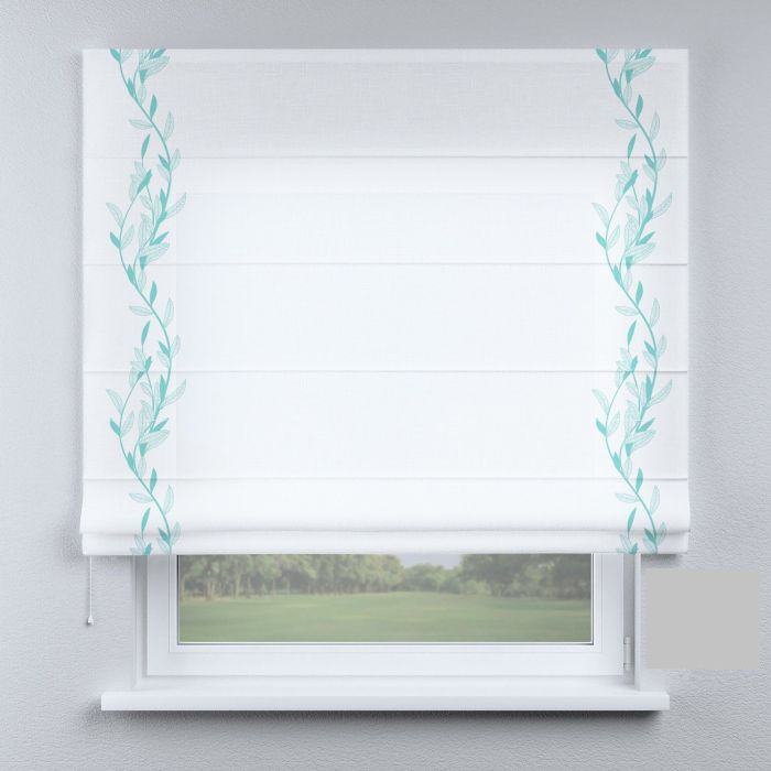 Римська штора DECOLIV белые с бирюзовыми ветками