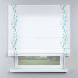 Римська штора з фотодруком білі з бірюзовими гілками
