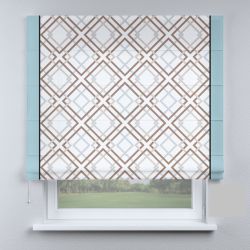 Римська штора з фотодруком ромби з блакитними кантами