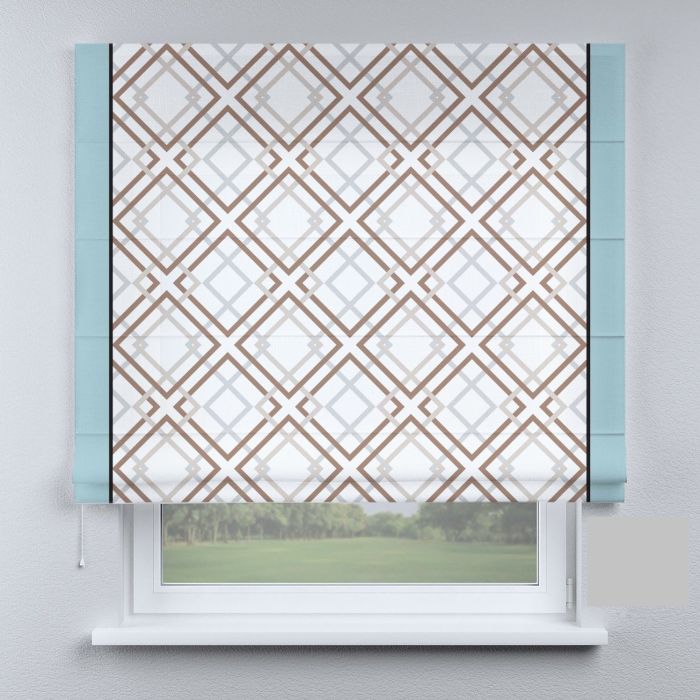 Римська штора з фотодруком ромби з блакитними кантами