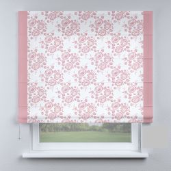 Римська штора з ланцюжковим карнизом квіти з рожевим кантом